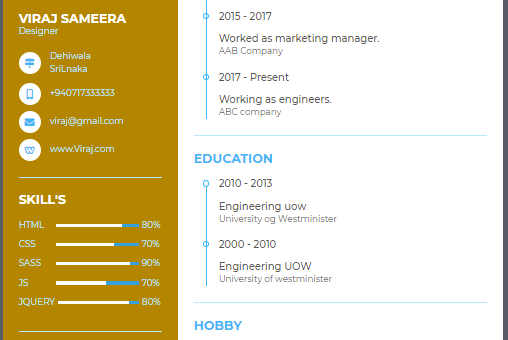 How to create a resume using html and CSS